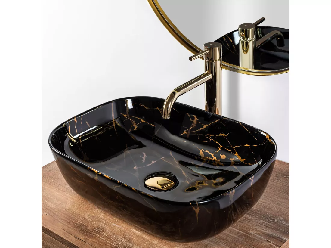 Vasque À Poser Rea Belinda Marble Shiny Black