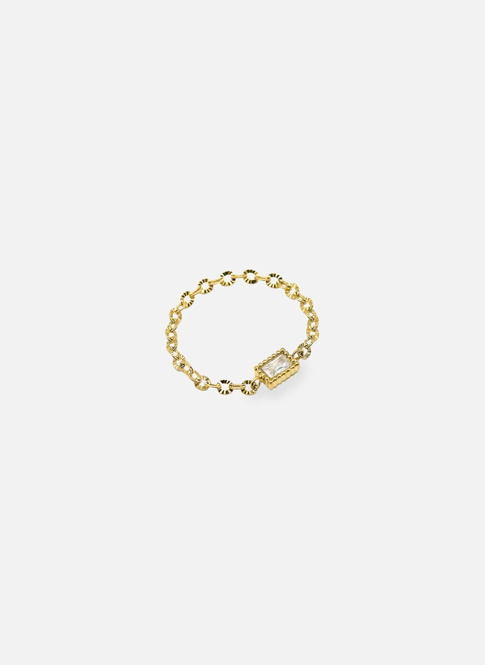 DAYA RECTANGLE ÉTOILÉE - Bague chaîne daya rectangle étoilée | Blanc