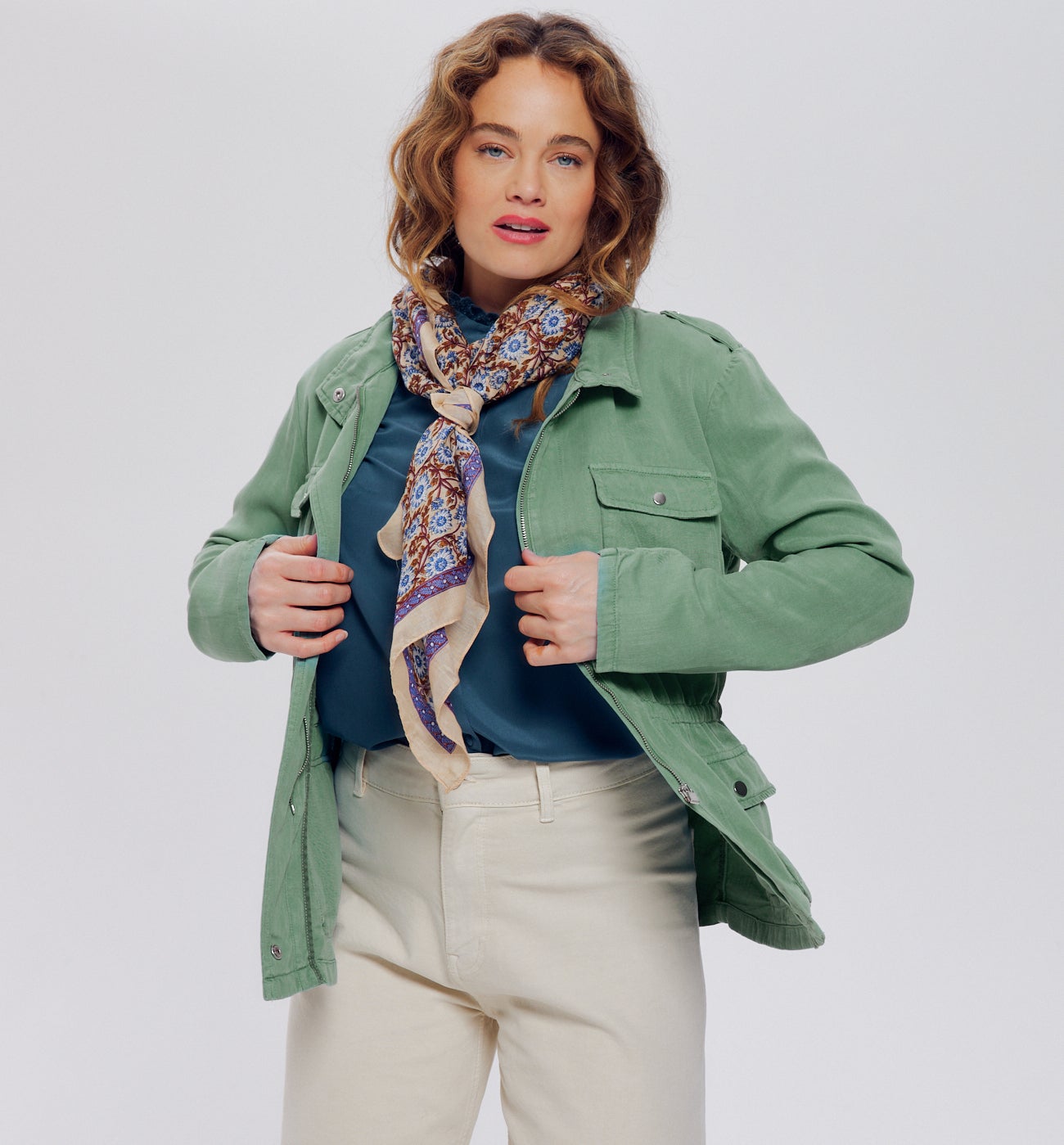 Veste saharienne en toile - Turquoise