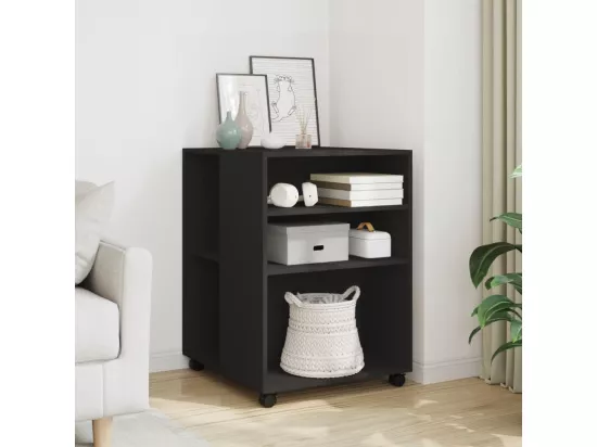 Table d'appoint avec roues noir 55x60x78 cm bois d'ingénierie