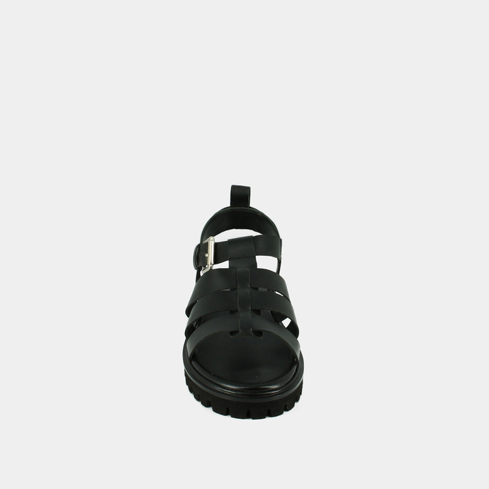 Sandales ouvertes  en cuir noir