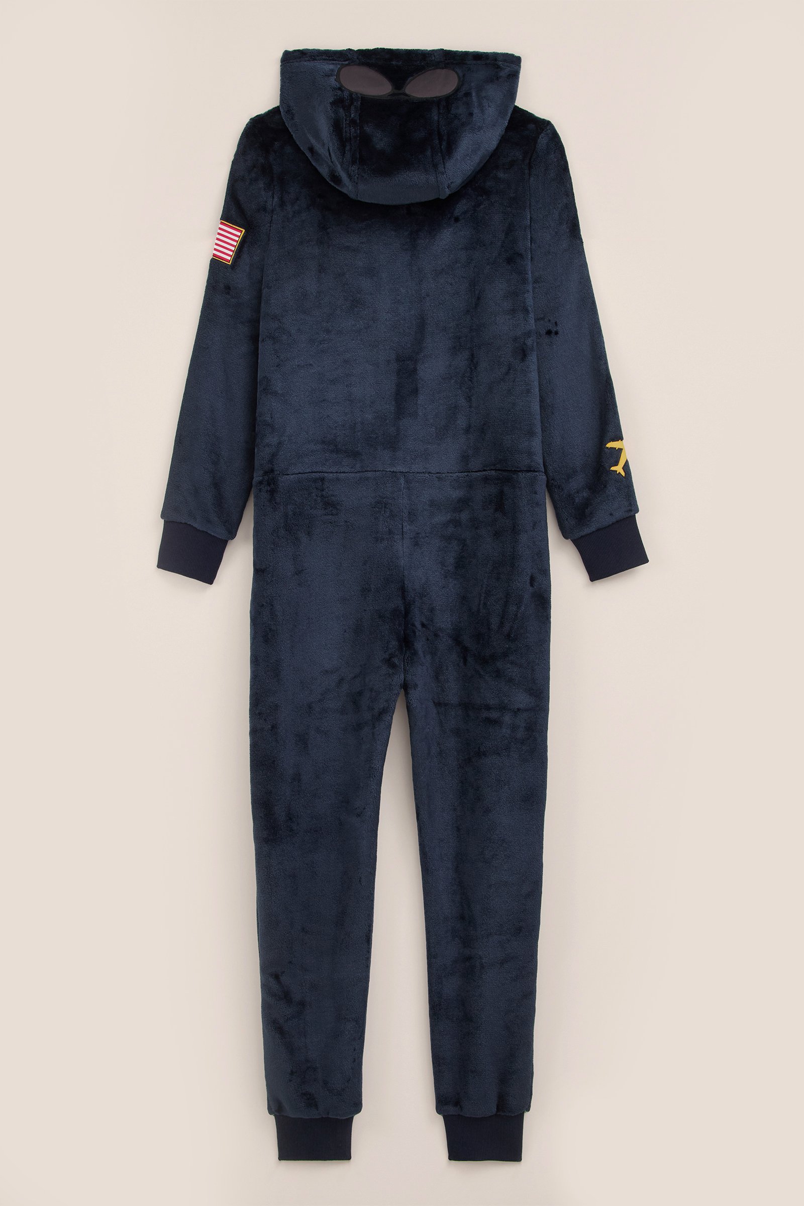 Jongens onesie met badges WE Fashion Marineblauw
