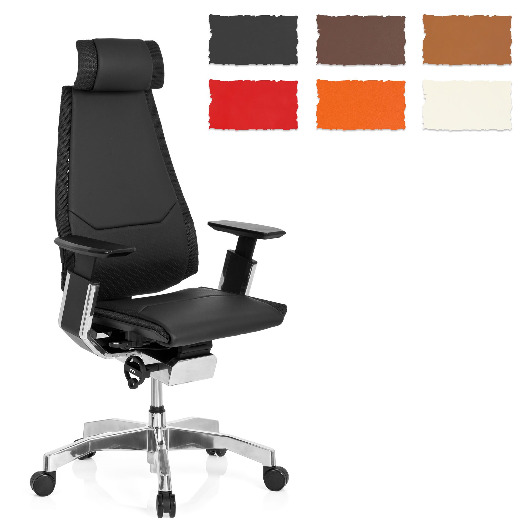 High End Bürostuhl GENIDIA PRO Leder mit Armlehnen hjh OFFICE