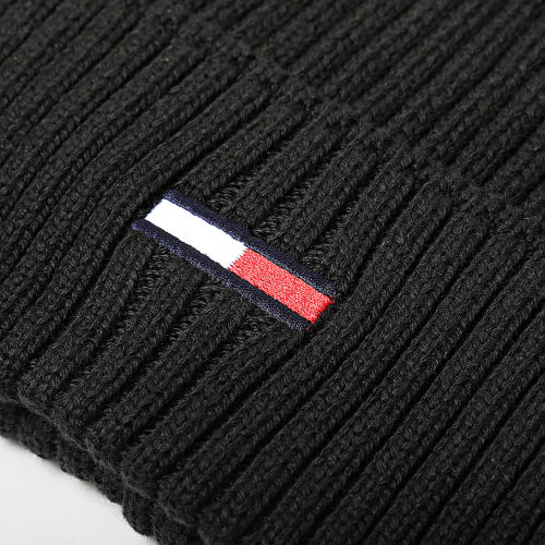 Lot Echarpe Et Bonnet Flag Rib Noir