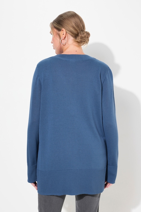 Strickjacke, V-Ausschnitt, Knopfleiste, Feinstrick