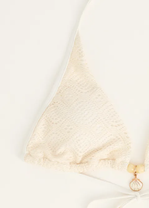 Triangel bikini top met kant off-white (ECRU)