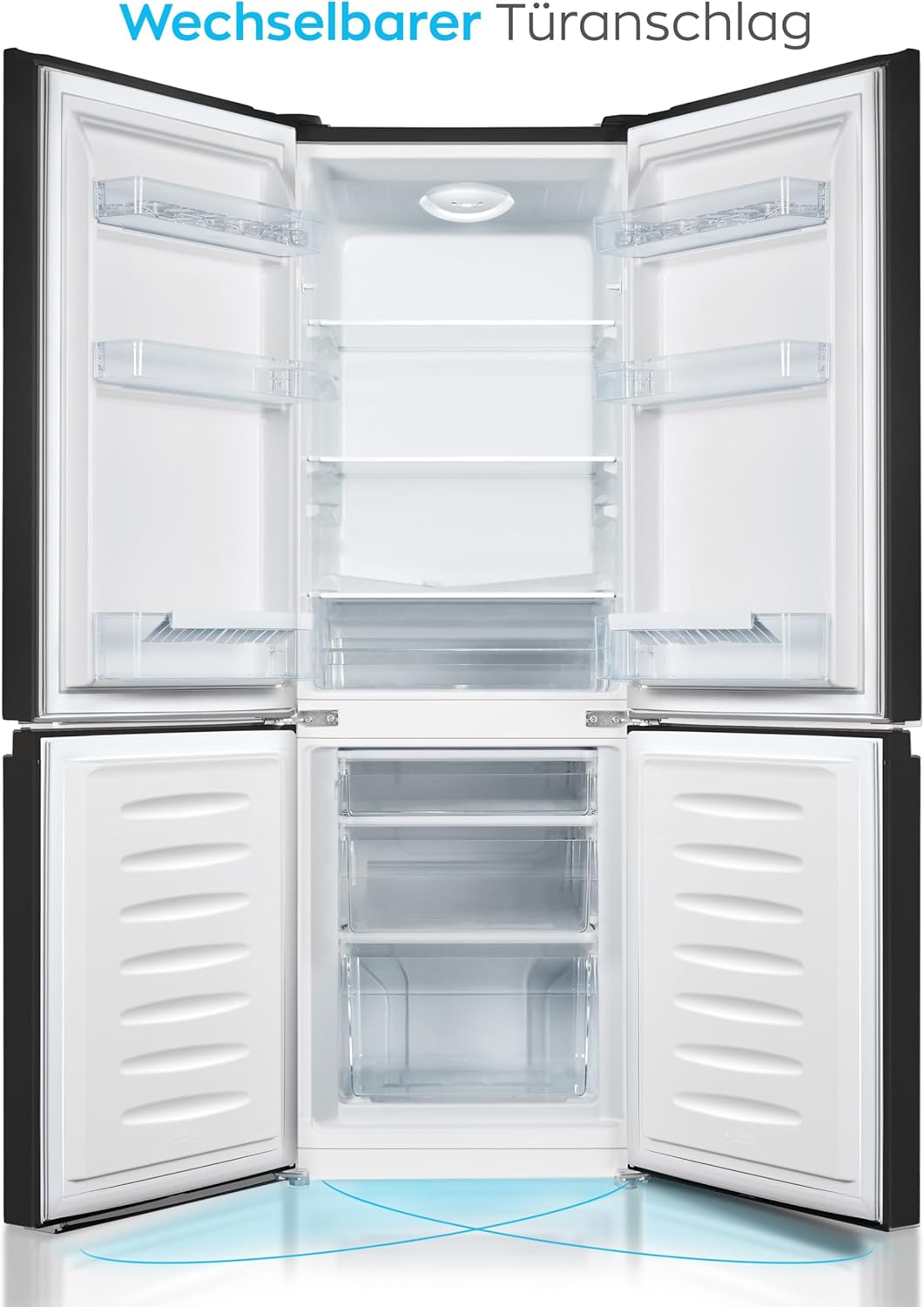 Heinrich´s Kühlgefrierkombination 175Liter, XXL, kühlschrank mit gefrierfach, Kühlvolumen 122L, Gefrierfach 53L, leise 39dB,große Tiefkühlboxen, 7 Temperaturstufen (Energieklasse E, Schwarz)