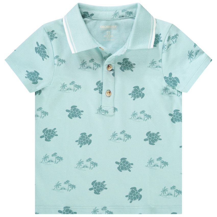 Polo manches courtes en jersey imprimé pour bébé garçon - Bleu