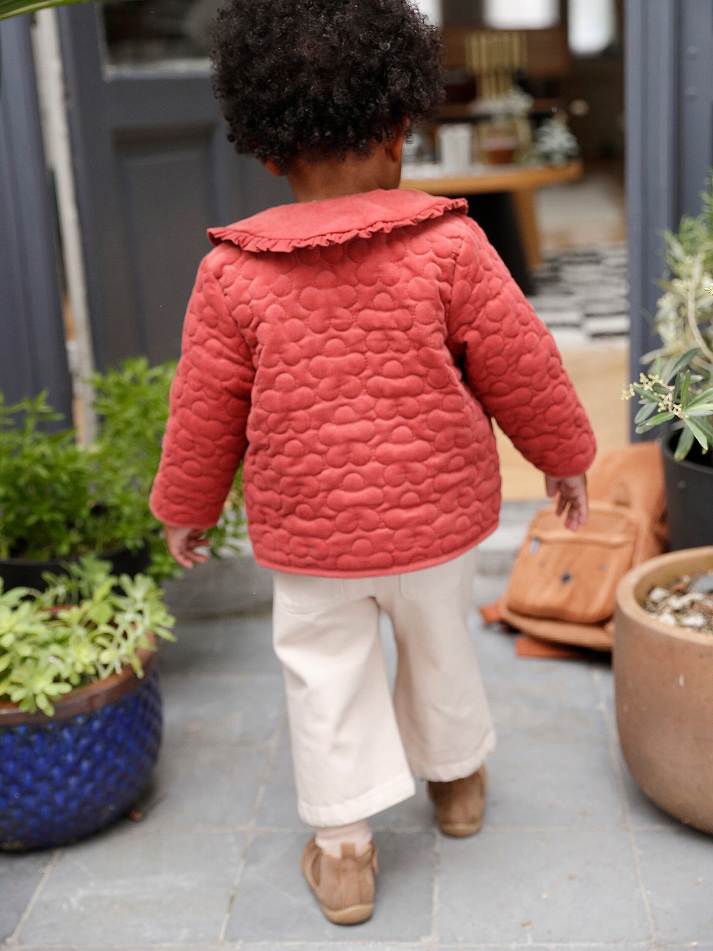 Vertbaudet Gesteppte Baby Cordjacke mit Teddyfleece-Futter & Recycling-Polyester terrakotta