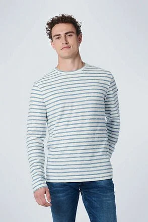 No Excess Longsleeve T-shirt Streep Blauw 19140201-030 kopen