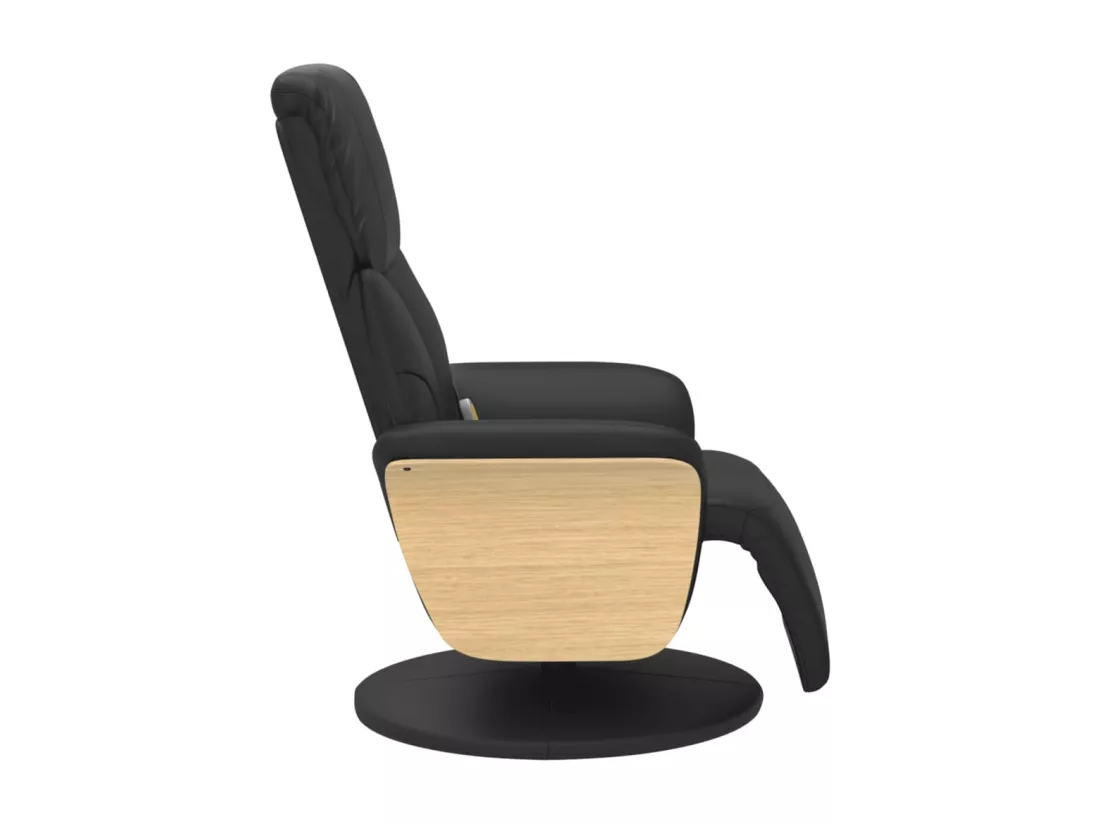 Fauteuil inclinable massant repose-pieds noir similicuir