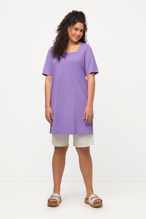 Longshirt, Classic, Carree-Ausschnitt, Halbarm