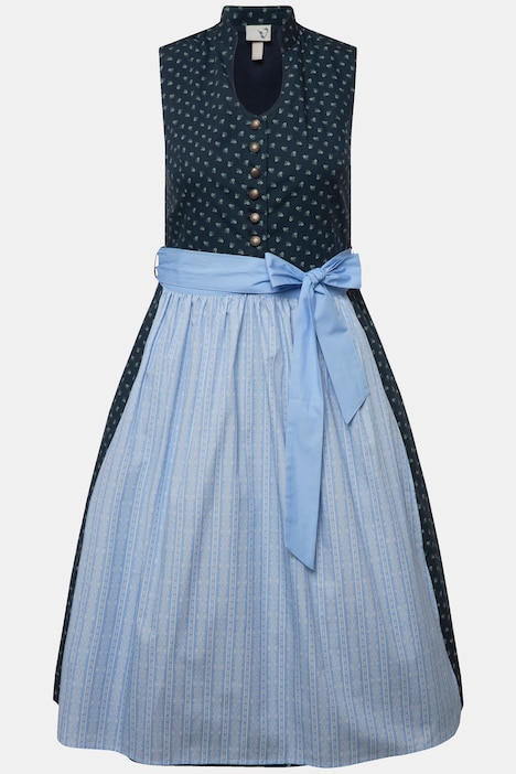 Dirndl, Schmuckknöpfe, Stehkragen, V-Ausschnitt, ärmellos