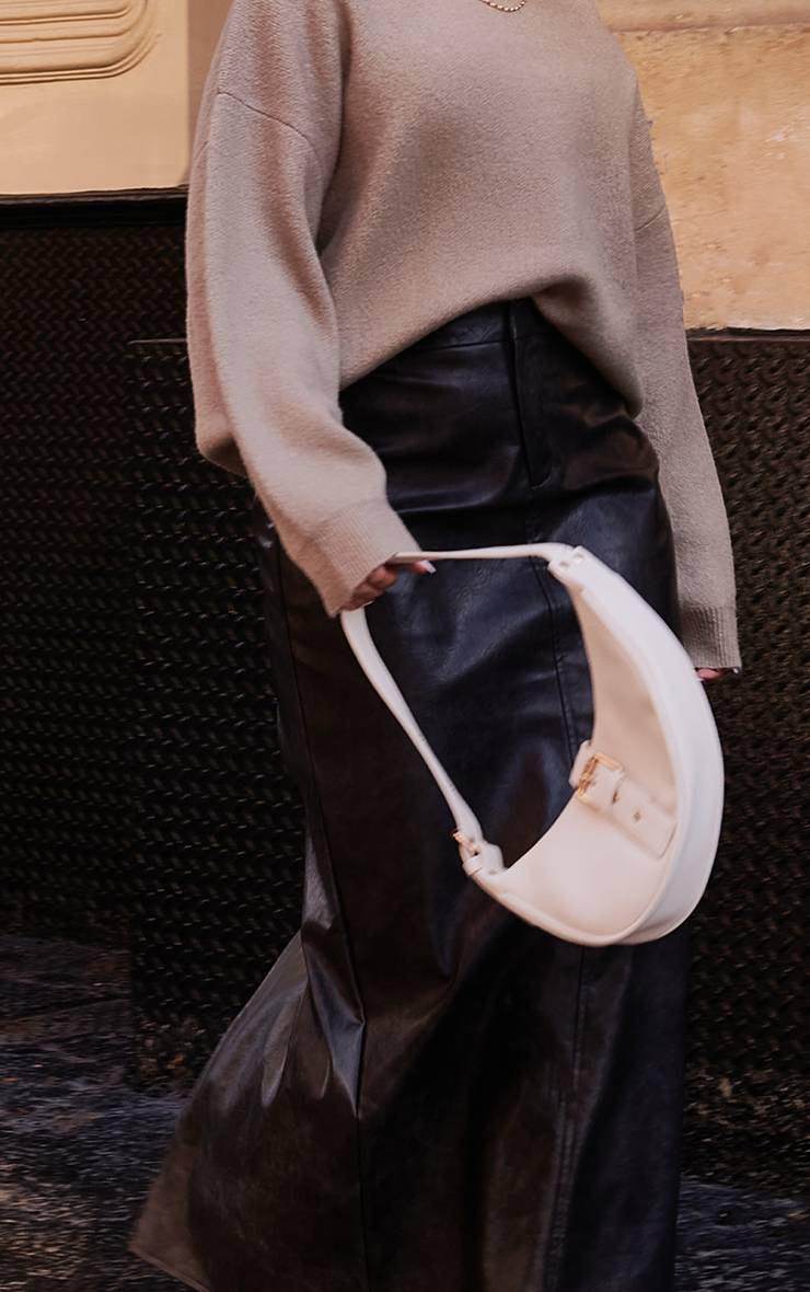 Noir Jupe Longue En Synthétiquecuir Effet Délavé