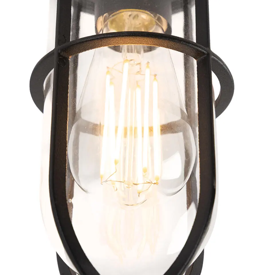 Qazqa plafondlampen buiten elza zwart e27
