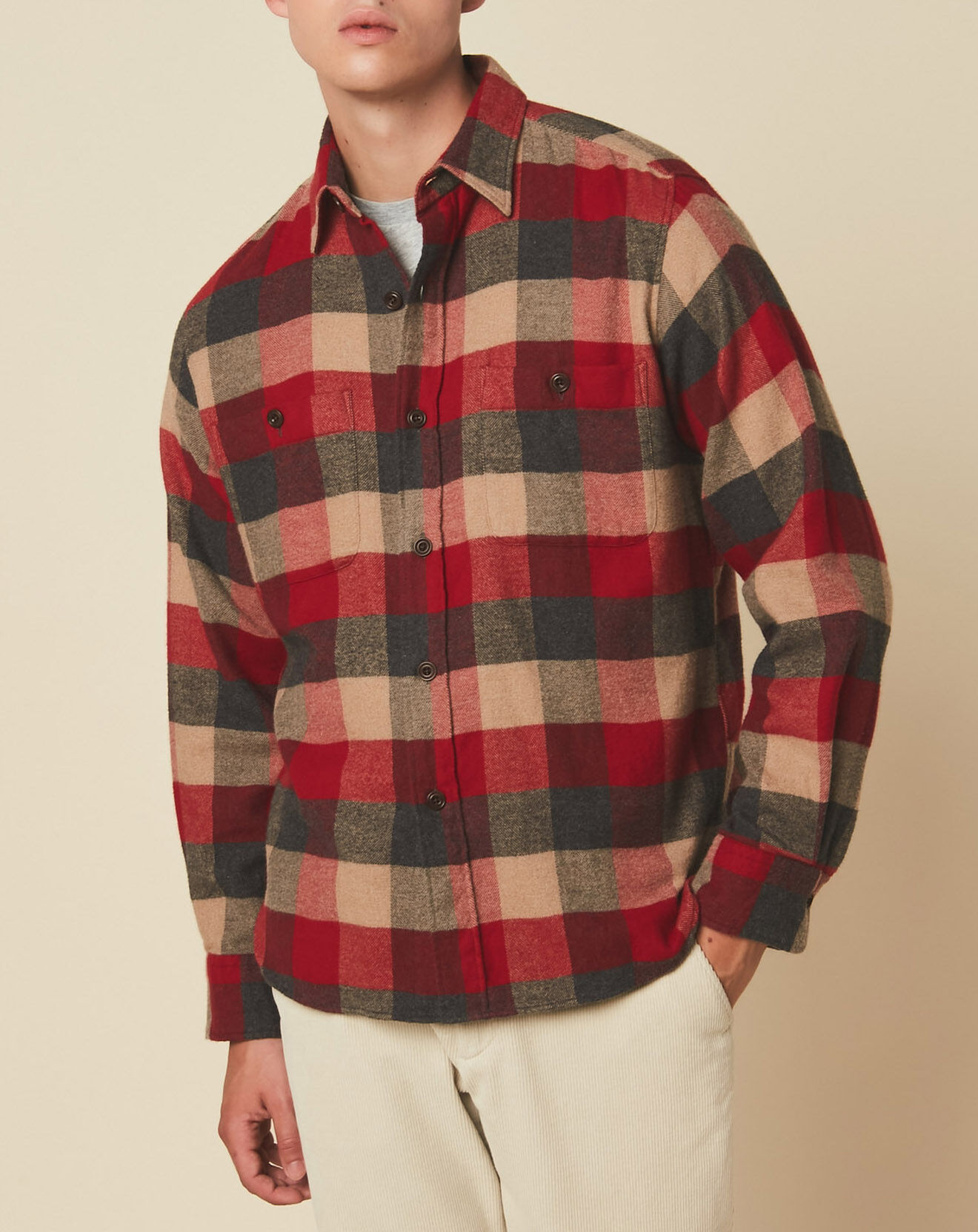 Hartford Surchemise slim Percey navy/camel/rouge
