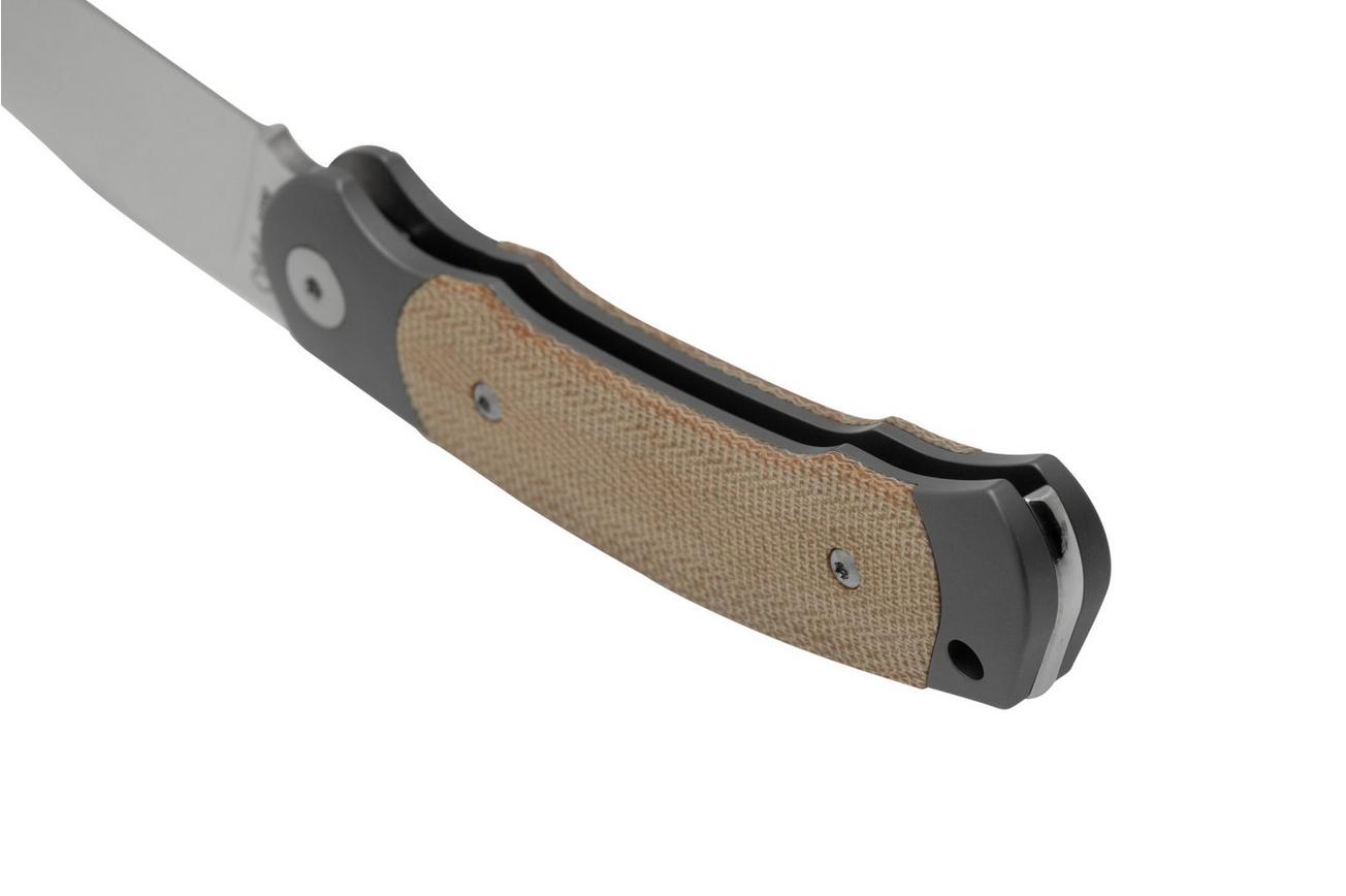 Viper Twin, V6002CN, Satin M390, Natural Canvas Micarta zakmes, Fabrizio Silvestrelli design