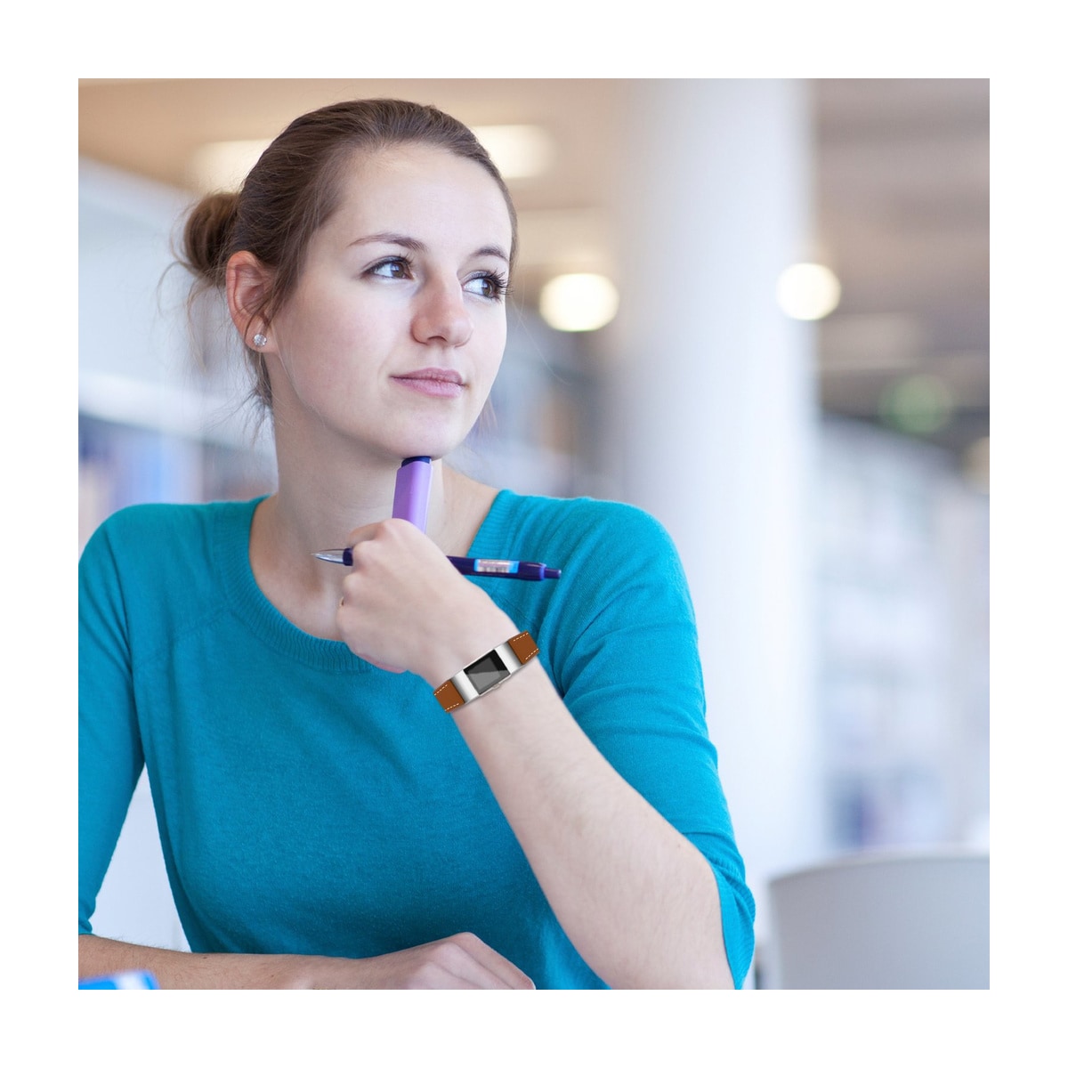Reim til Fitbit Charge 3/4 i brunt skinn