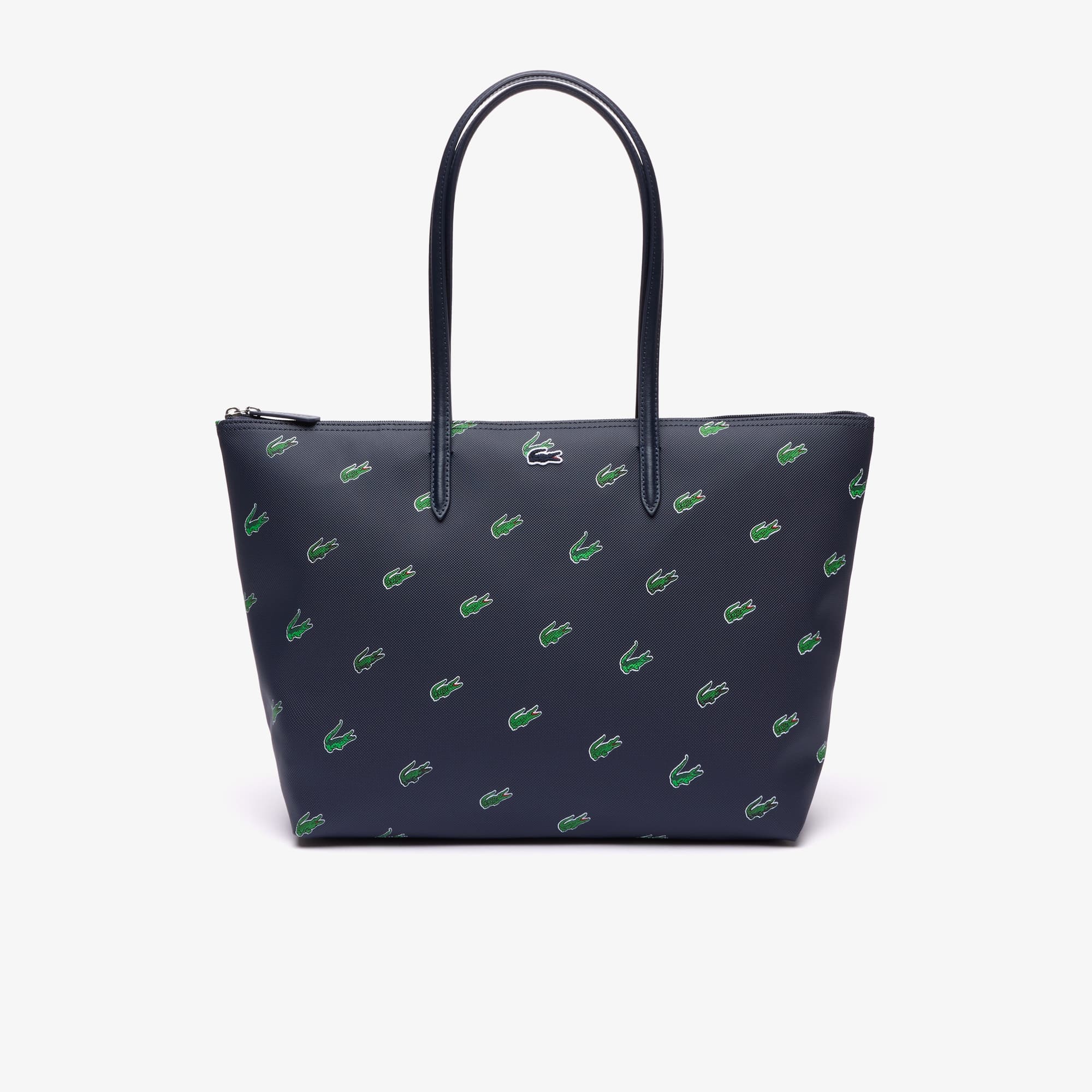 Sac cabas imprimé crocodile en toile enduite Sacs à main & Cabas - Bleu - Lacoste - Femme