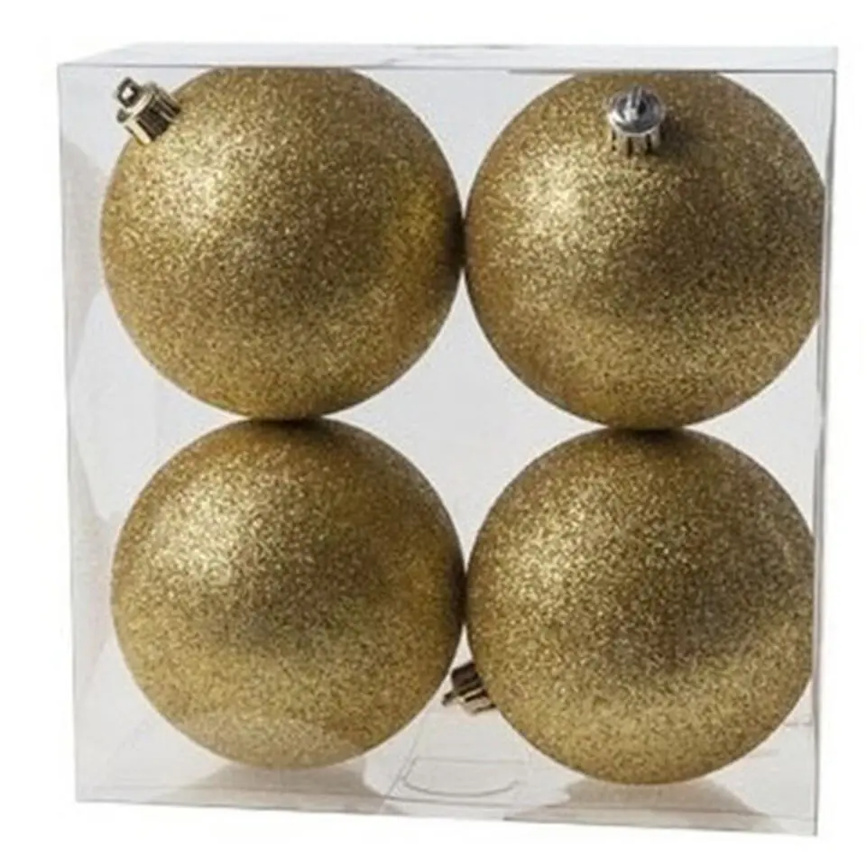 Cosy & Trendy Kerstballen - 4 stuks - goud - glitter - 10 cm