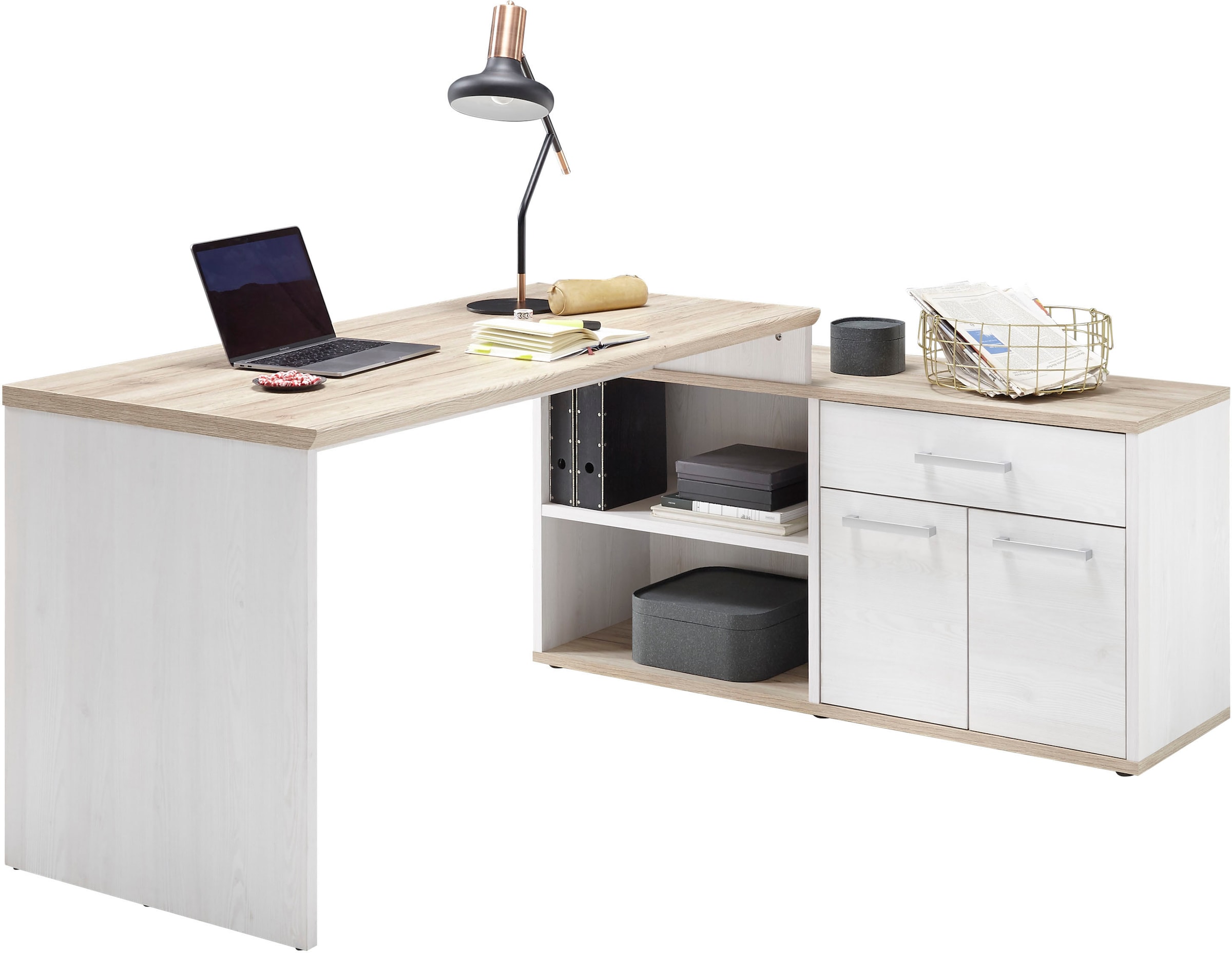 BEGA OFFICE Eckschreibtisch »Romance« im Landhaustil, mit Sideboard, 140x130 cm