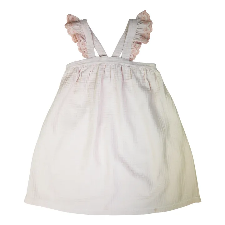 La Petite Collection Robe à Bretelles Gaze de Coton Bio Flounce | Rose pâle