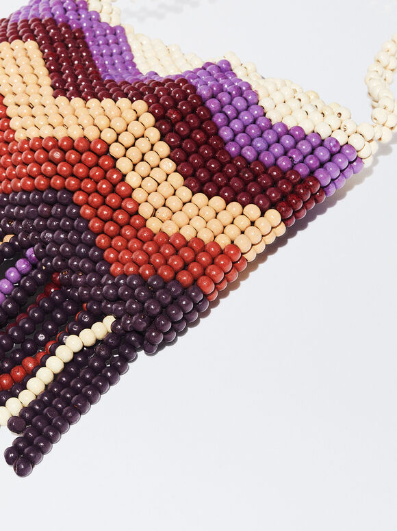 Bolso Madera Con Abalorios - Multicor