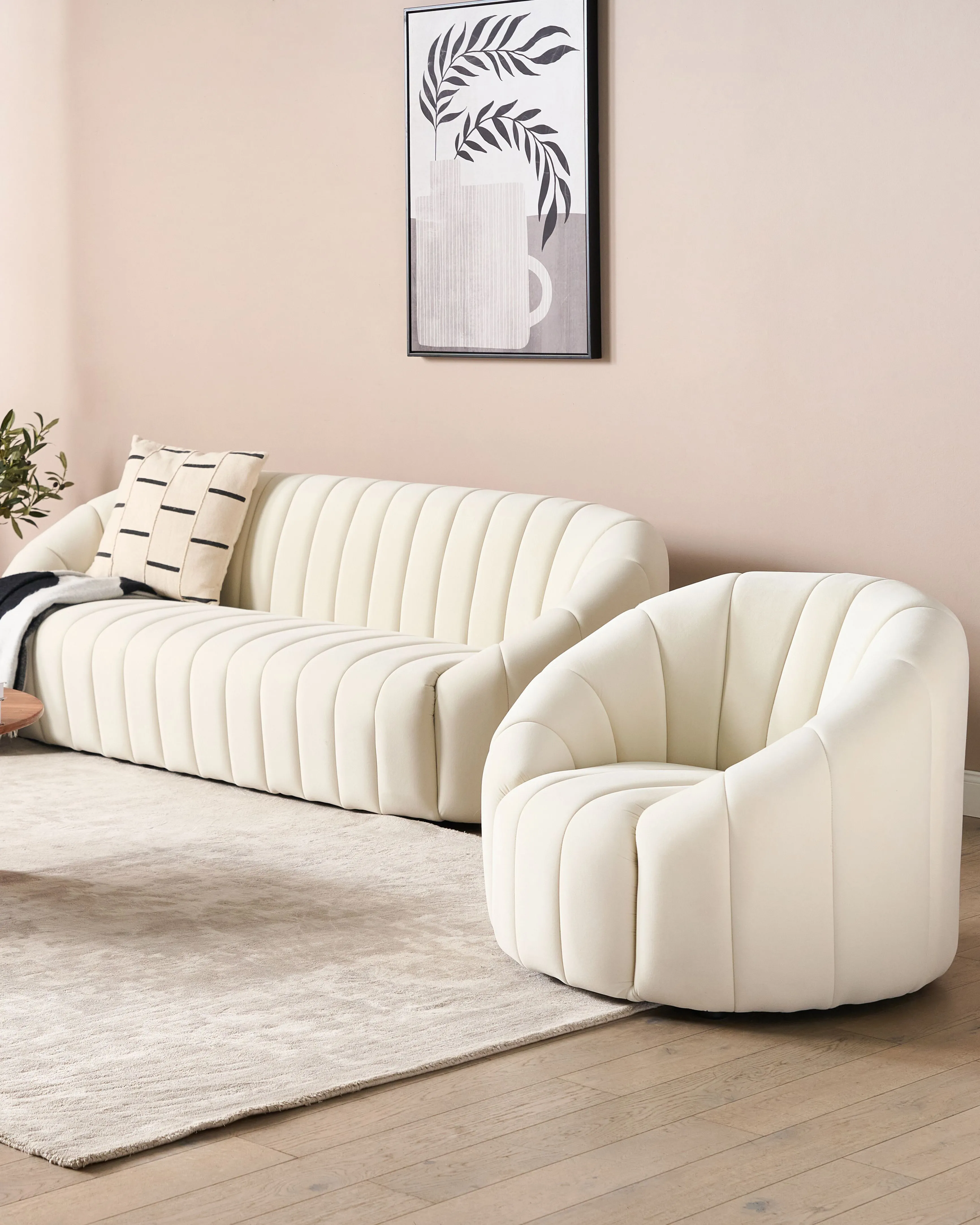 Fauteuil MALUNG Fluweel Gebroken wit