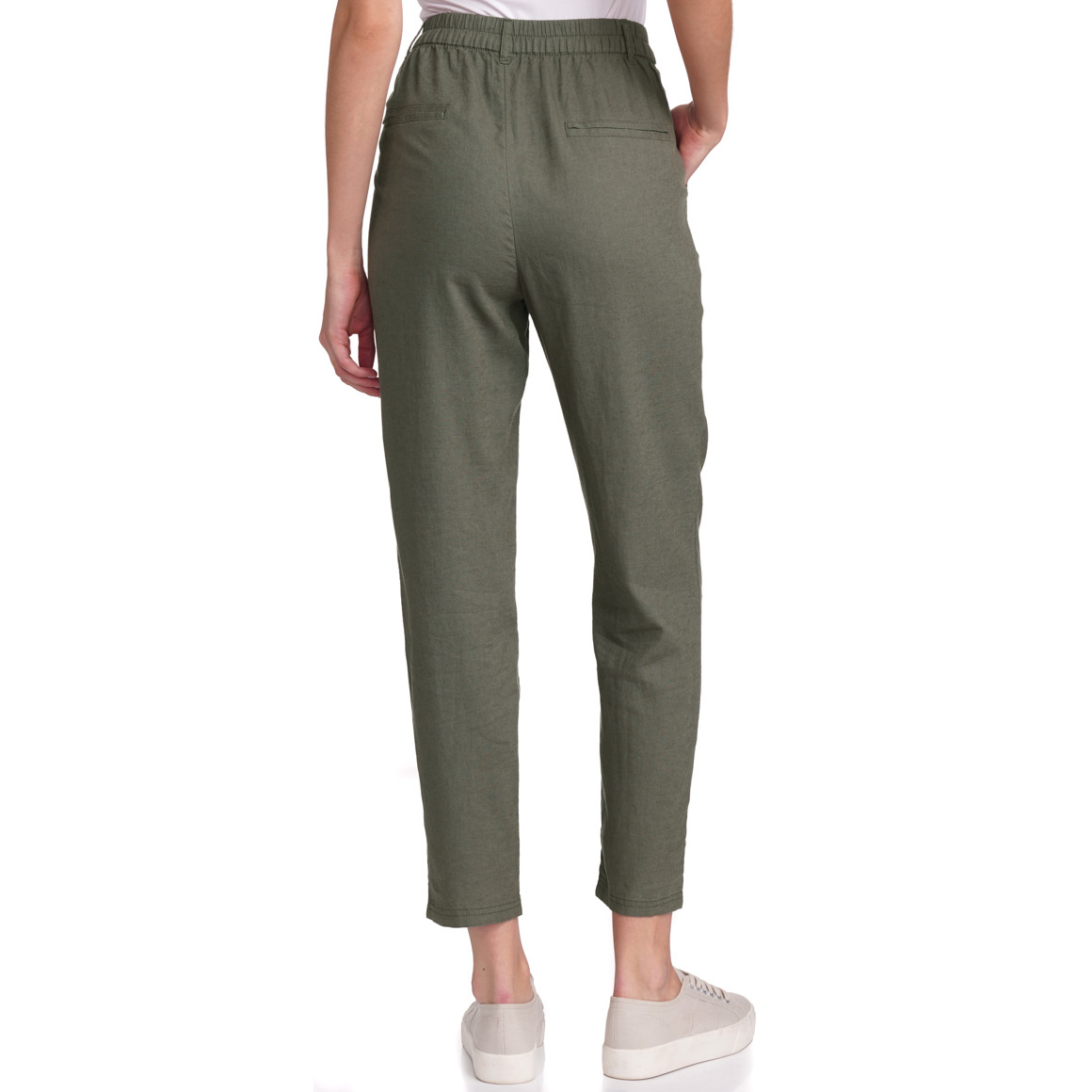 Gina Collection Damen Leinen-Jogpants in Unifarben oliv