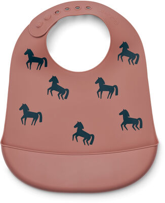 LIEWOOD Tilda  Mønstret Smekke Silikon 2-Pack, Horses/Dark Rosetta