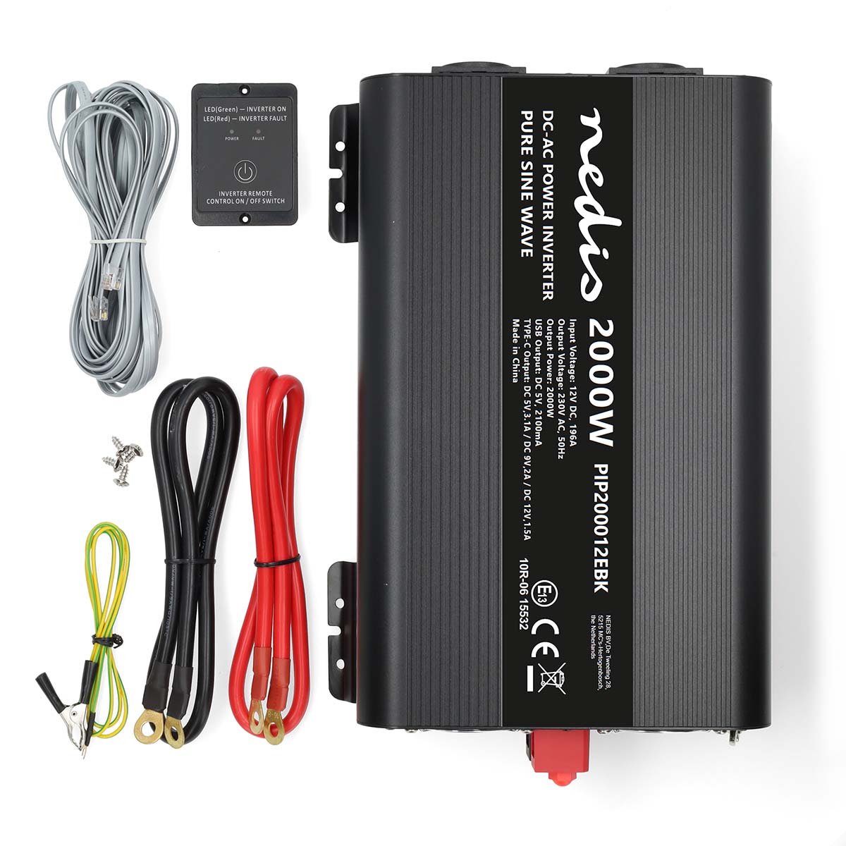 Nedis 12-230 volt Pure sinusgolf omvormer - 2000 watt