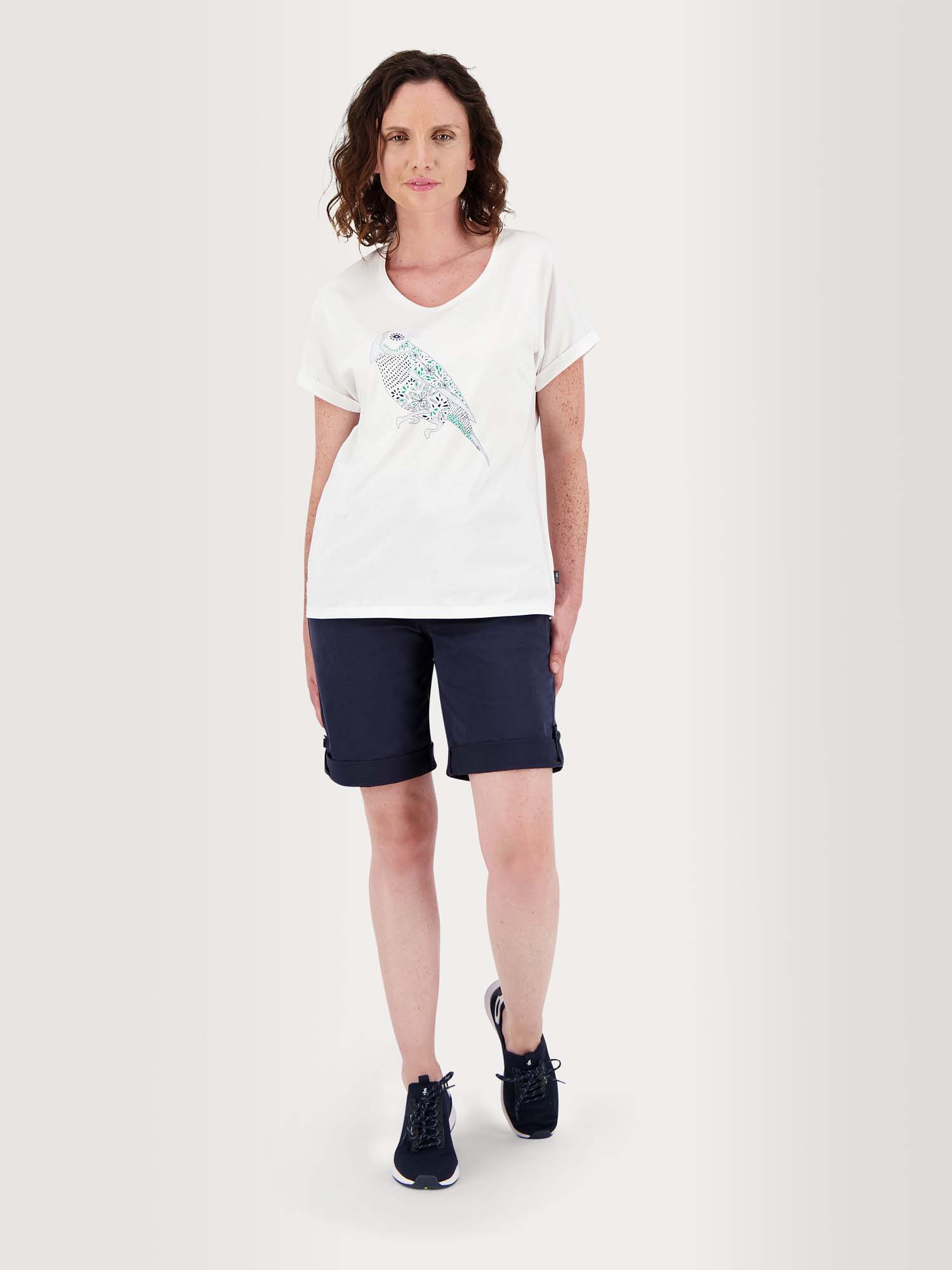 Tee Shirt Femme Coton Biologique Motif Perroquet Blanc