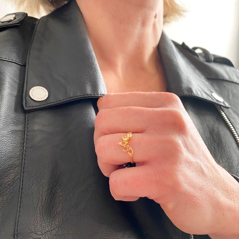 Bague ajustable en argent 925 Citrine Naturelle
