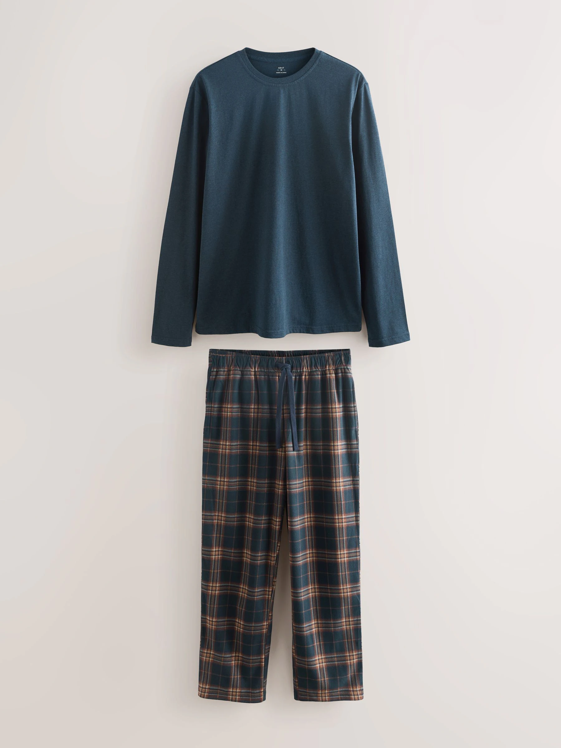 Marineblauw/roestbruin - Motionflex - Behaaglijke pyjama met lange mouwen