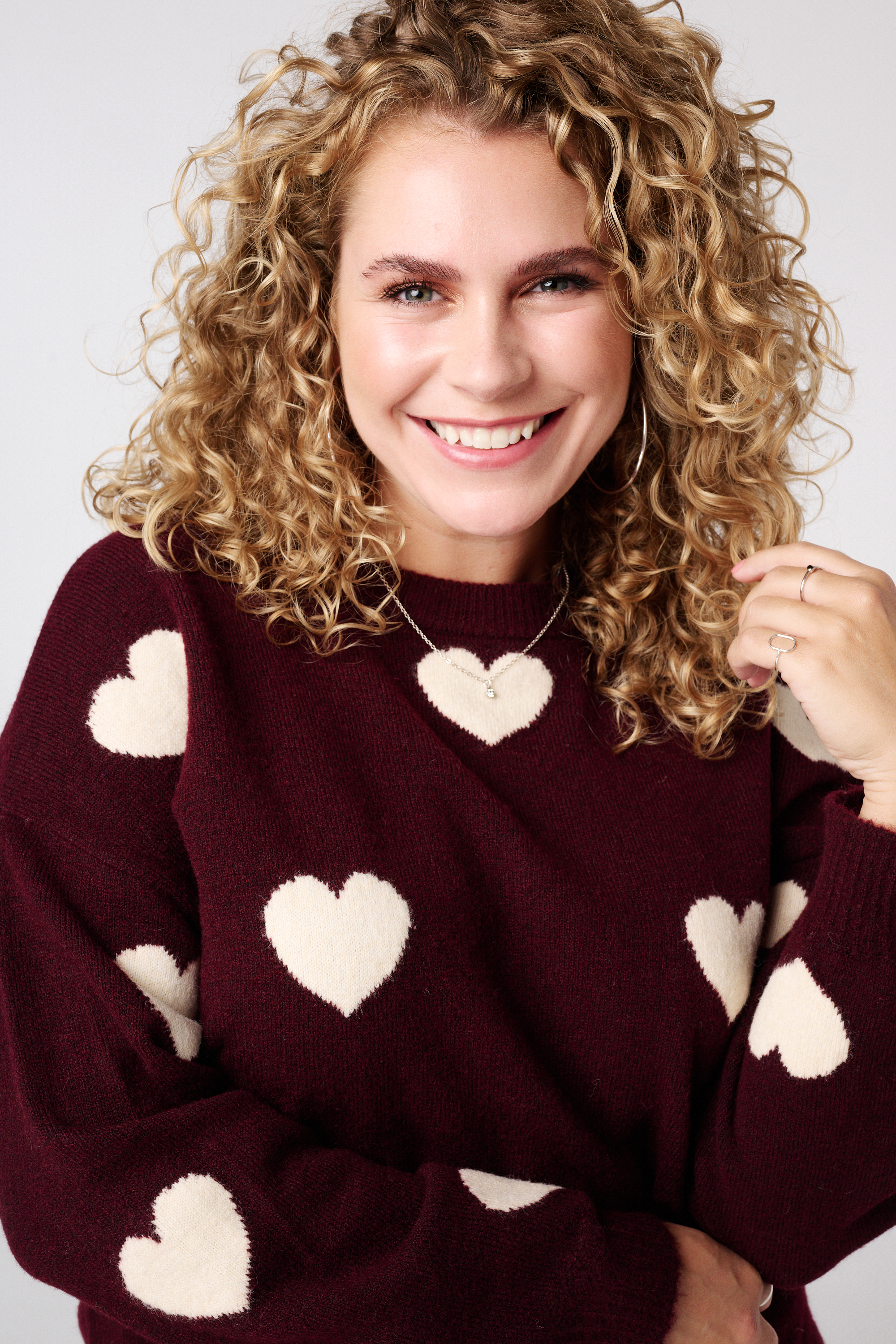 Gebreide trui met hartjespatroon Multi Red