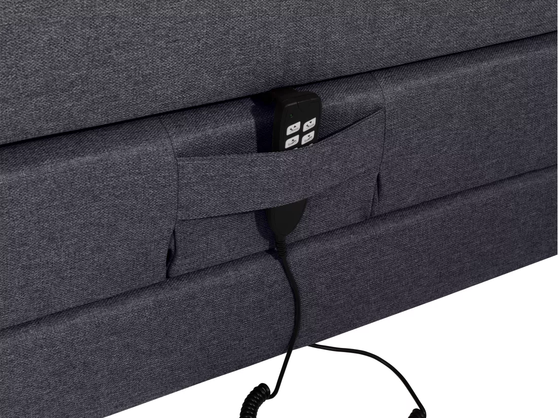Ensemble complet boxspring tête de lit + sommiers relaxation électrique + matelas + surmatelas - 100 x 200 cm - Tissu - Anthracite - CASTEL II de PALACIO