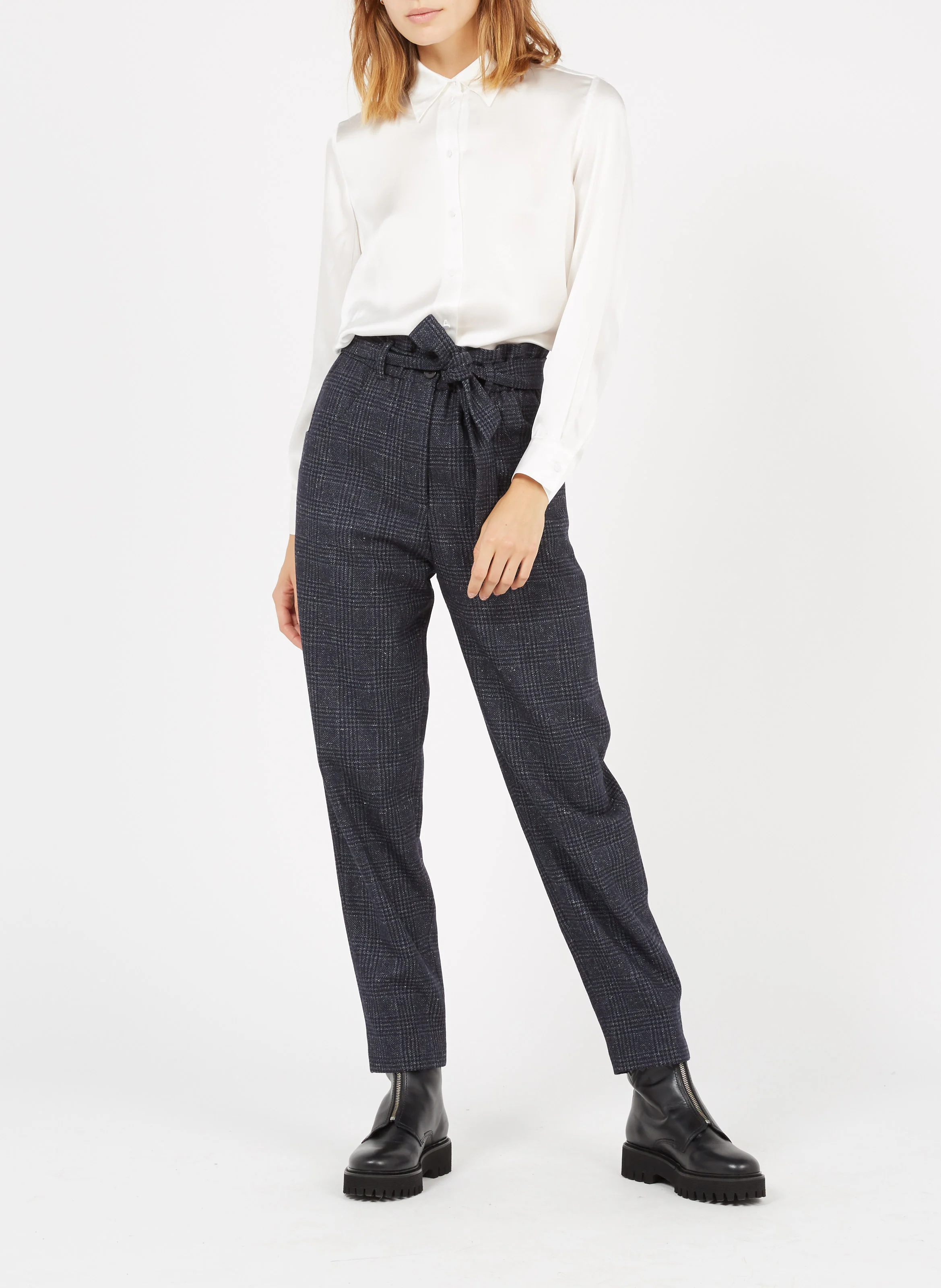 Chemise col classique en soie | Blanc