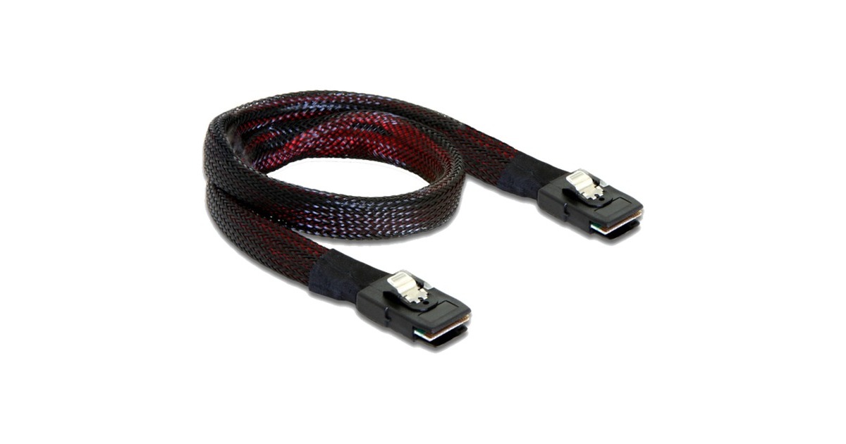 DeLOCKMini SAS SFF-8087 > mini SAS SFF-8087 kabel  (Rood/zwart, 0,5 meter)
