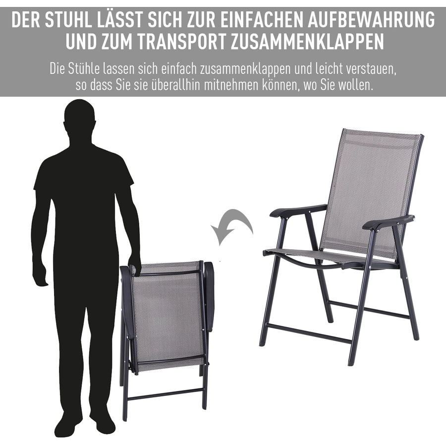 Outsunny Klappstühle im 2er Set grau