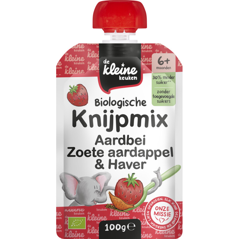 De Kleine Keuken Knijpmix aardbei zoete aardappel 6m+