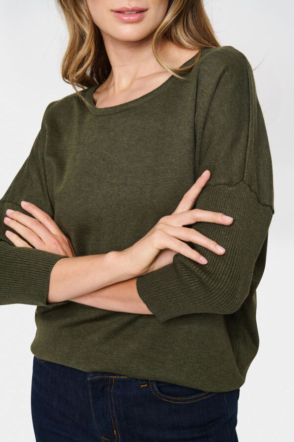 Saint Tropez A2561, MilaSZ R-Neck Pullover Army green melange