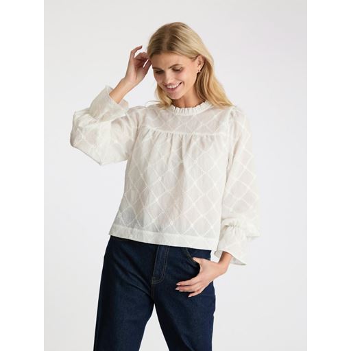 Neo Noir Mamara Square Emb Bluse, White, 36