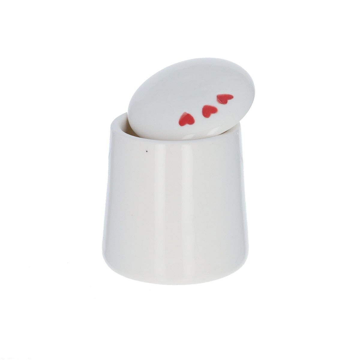 Petite boîte en céramique à couvercle cœurs rouges Atelier jasmin