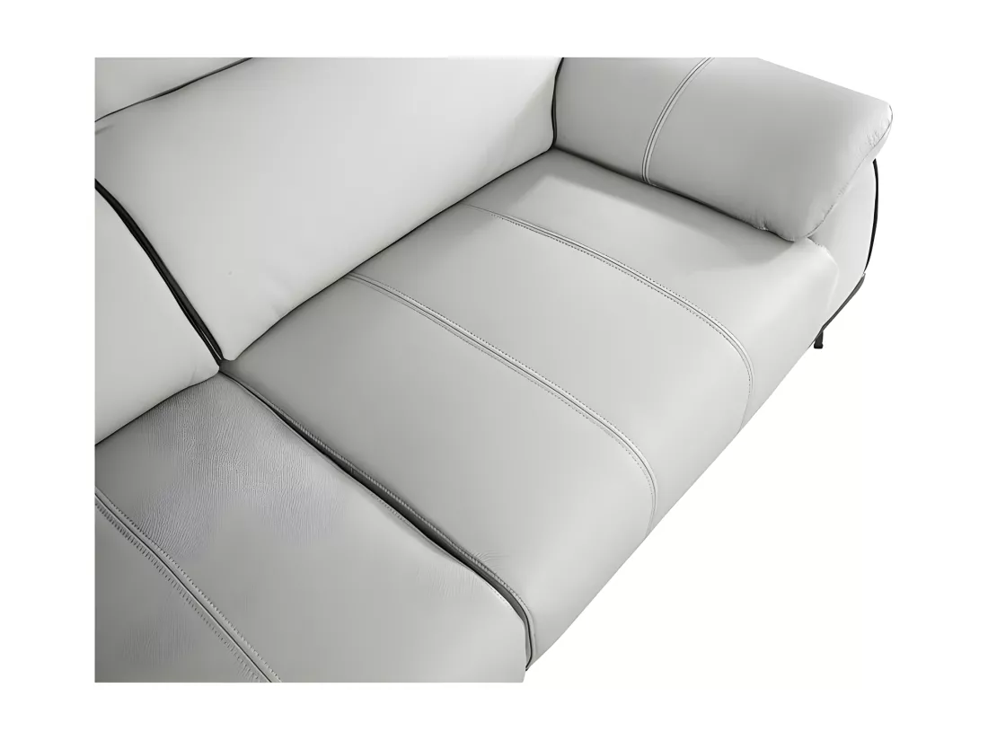 Canapé 2 places Cuir ELLIE Gris perle - Angle Droit