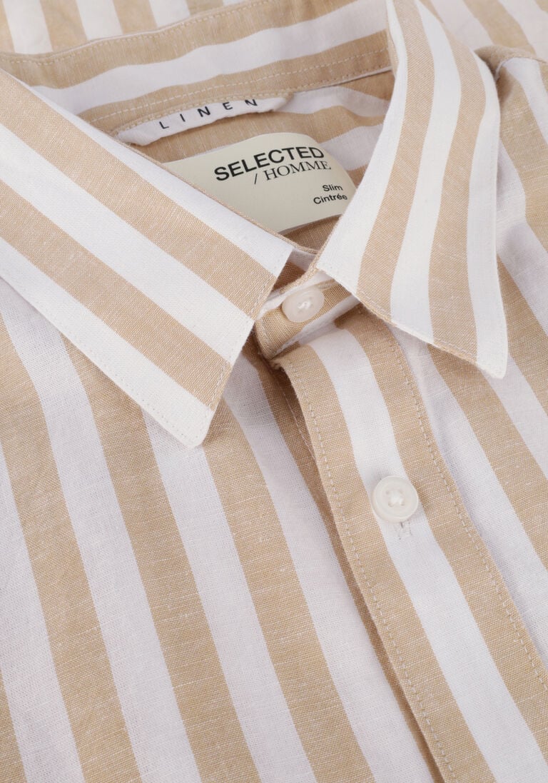 SELECTED HOMME camel selected homme casual overhemd slhslimnew-linen shirts ss classic w