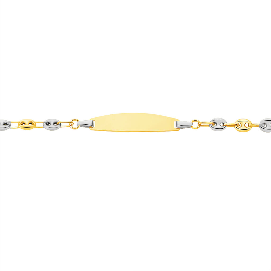 Bracelet Identité Evin Maille Grain De Cafe Or Bicolore