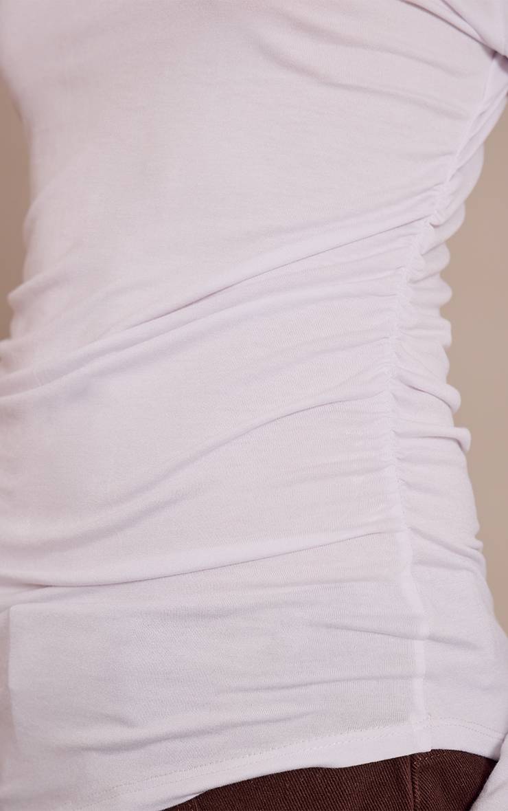 Blanc Haut À Manches Longues Avec Détail D'ourlet Asymétrique