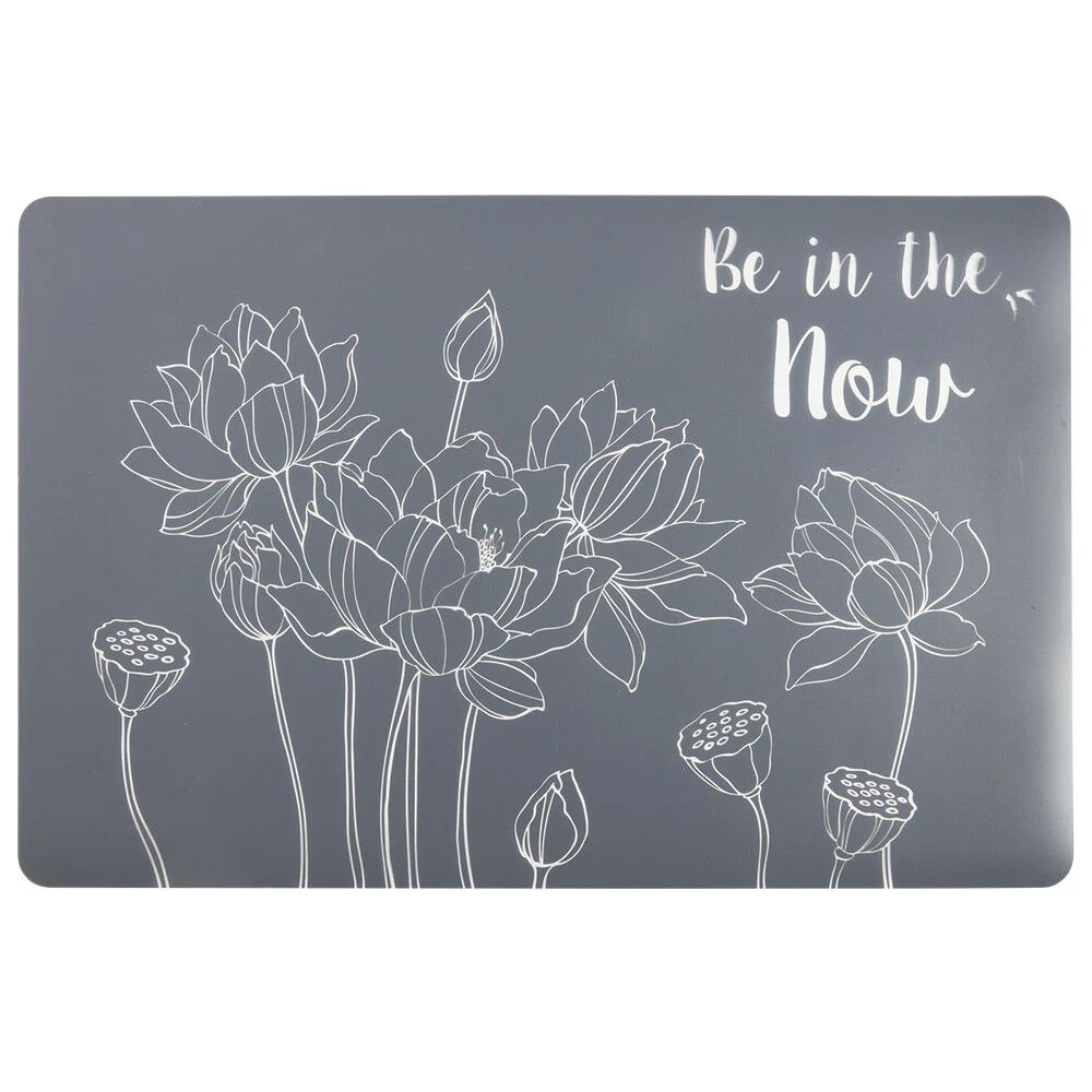 Set de table rectangulaire gris motif fleur