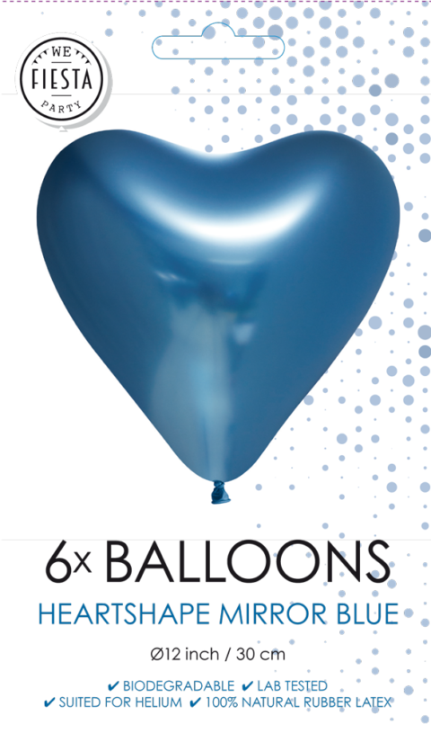 Hartjes Ballonnen Blauw 30cm 6st
