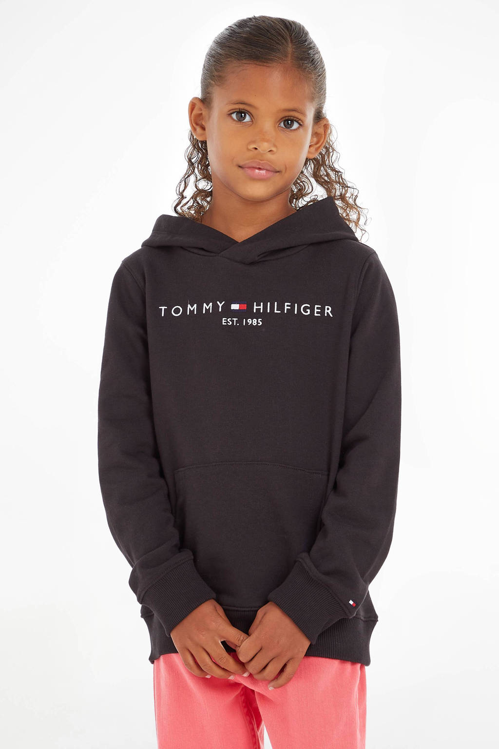 Tommy Hilfiger unisex hoodie met logo zwart